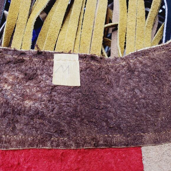 Vintage Suede Color Block Fringed Vest Art Colorful Festival Wear M - Picture 13 of 13